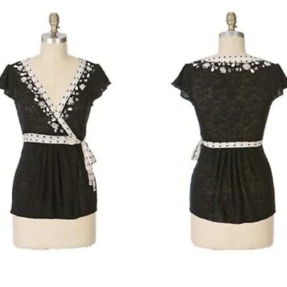 Anthropologie - Deletta bead bloom Wrap Top